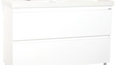 Set Baza front MDF si Lavoar seria 286, cu sertare, 120 cm, alb