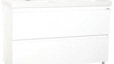 Set Baza front MDF si Lavoar seria 286, cu sertare, 120 cm, alb