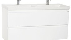 Set Baza front MDF si Lavoar seria 286, suspendata cu sertare, 120 cm, alb