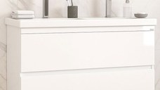 Set Baza front MDF si Lavoar seria 286, suspendata, cu sertare, montat, 120 cm, alb