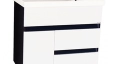 Set Baza front MDF si Lavoar seria 288, cu sertare, 80 cm, alb + negru
