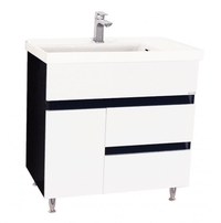 Set Baza front MDF si Lavoar seria 288, cu sertare, 80 cm, alb + negru - 1