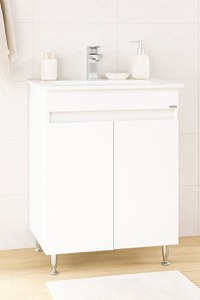 Set Baza front MDF si Lavoar seria 386, montat, 60 cm, alb - 1