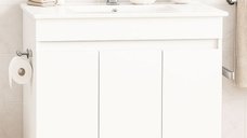 Set Baza front MDF si Lavoar seria 386, montat, 80 cm, alb