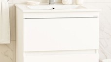 Set Baza front MDF si Lavoar seria 386, suspendata, cu sertare, montat, 60 cm, alb