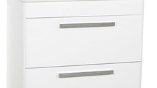 Set Baza front MDF si Lavoar seria 501, cu sertare, 80 cm, alb