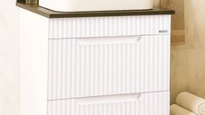 Set Baza front MDF si Lavoar seria 633, cu sertare, 60 cm, alb rustic