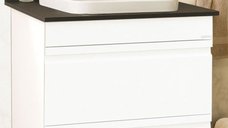 Set Baza front MDF si Lavoar seria 686, cu sertare, montat, 70 cm, alb