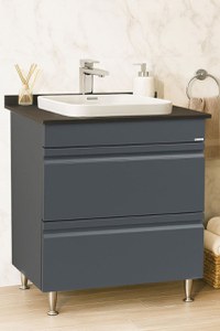 Set Baza front MDF si Lavoar seria 686, cu sertare, montat, 70 cm, antracit - 1