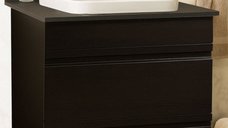 Set Baza front MDF si Lavoar seria 686, cu sertare, montat, 70 cm, negru
