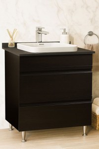Set Baza front MDF si Lavoar seria 686, cu sertare, montat, 70 cm, negru - 1