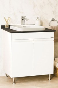 Set Baza front MDF si Lavoar seria 686, montat, 70 cm, alb - 1