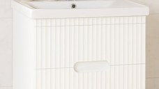 Set Baza front MDF si Lavoar seria 709, suspendata, cu sertare, 70 cm, alb