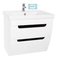 Set Baza front MDF si Lavoar seria 730, suspendata cu sertare, 60 cm, alb rustic - 1