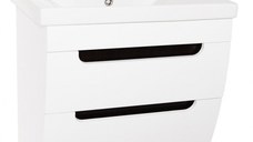 Set Baza front MDF si Lavoar seria 730, suspendata cu sertare, 60 cm, alb rustic