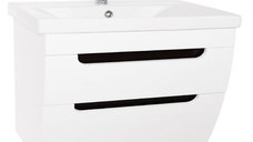 Set Baza front MDF si Lavoar seria 730, suspendata cu sertare, 80 cm, alb rustic