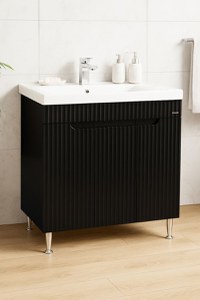 Set Baza front MDF si Lavoar seria 733, 80 cm, negru - 1