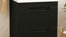 Set Baza front MDF si Lavoar seria 733, cu sertare, 60 cm, negru