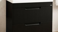 Set Baza front MDF si Lavoar seria 733, cu sertare, 80 cm, negru