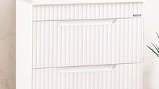 Set Baza front MDF si Lavoar seria 733, cu sertare, montat, 70 cm, alb rustic