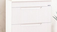 Set Baza front MDF si Lavoar seria 733, cu sertare, montat, 70 cm, alb rustic