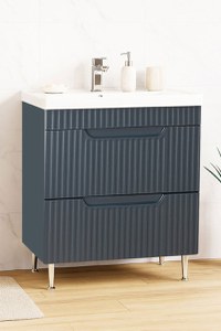 Set Baza front MDF si Lavoar seria 733, cu sertare, montat, 70 cm, antracit - 1