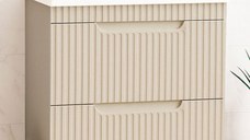Set Baza front MDF si Lavoar seria 733, cu sertare, montat, 70 cm, crem