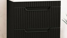 Set Baza front MDF si Lavoar seria 733, cu sertare, montat, 70 cm, negru