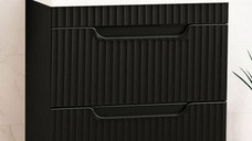 Set Baza front MDF si Lavoar seria 733, cu sertare, montat, 70 cm, negru