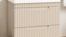 Set Baza front MDF si Lavoar seria 733, cu sertare, montat, 80 cm, crem