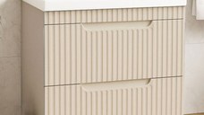 Set Baza front MDF si Lavoar seria 733, cu sertare, montat, 80 cm, crem