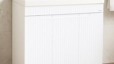 Set Baza front MDF si Lavoar seria 733, montat, 80 cm, alb rustic