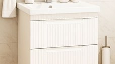 Set Baza front MDF si Lavoar seria 733, suspendata, cu sertare, 60 cm, alb rustic