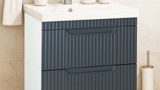 Set Baza front MDF si Lavoar seria 733, suspendata cu sertare, 60 cm, antracit