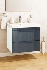 Set Baza front MDF si Lavoar seria 733, suspendata cu sertare, 60 cm, antracit - 1