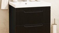 Set Baza front MDF si Lavoar seria 733, suspendata cu sertare, 60 cm, negru