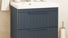 Set Baza front MDF si Lavoar seria 733, suspendata, cu sertare, montat, 60 cm, antracit
