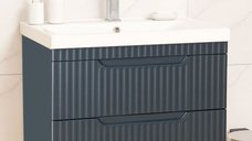 Set Baza front MDF si Lavoar seria 733, suspendata, cu sertare, montat, 70 cm, antracit