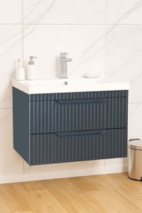 Set Baza front MDF si Lavoar seria 733, suspendata, cu sertare, montat, 70 cm, antracit - 1