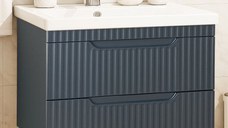 Set Baza front MDF si Lavoar seria 733, suspendata, cu sertare, montat, 80 cm, antracit