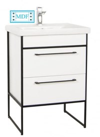 Set Baza front MDF si Lavoar seria 740, cadru metalic, 60 cm, alb - 1