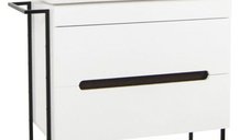 Set Baza front MDF si Lavoar seria 750, cadru metalic, 80 cm, alb