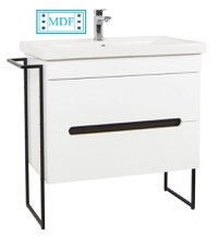 Set Baza front MDF si Lavoar seria 750, cadru metalic, 80 cm, alb - 1