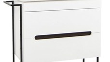 Set Baza front MDF si Lavoar seria 750, cadru metalic, 80 cm, alb