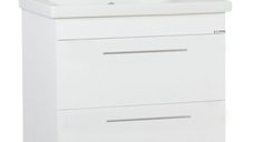 Set Baza front MDF si Lavoar seria 754, cu sertare, 80 cm, alb