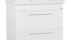 Set Baza front MDF si Lavoar seria 754, cu sertare, 80 cm, alb