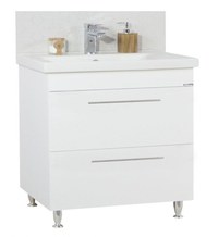 Set Baza front MDF si Lavoar seria 754, cu sertare, 80 cm, alb - 1