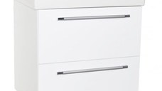 Set Baza front MDF si Lavoar seria 754, suspendata cu sertare, 70 cm, alb