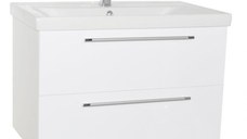 Set Baza front MDF si Lavoar seria 754, suspendata cu sertare, 80 cm, alb