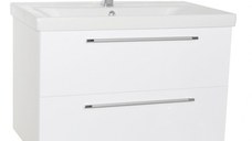 Set Baza front MDF si Lavoar seria 754, suspendata cu sertare, 80 cm, alb